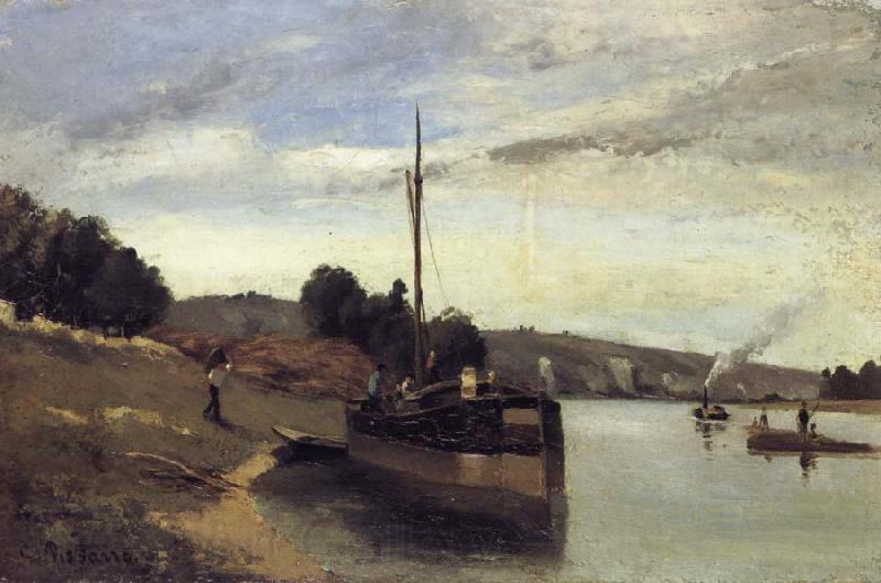 Camille Pissarro Barge on the Seine Peniche sur la Seine Norge oil painting art